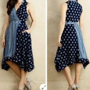 Anthropologie Maeve Paisley Dress Hanker chief Print V Neck